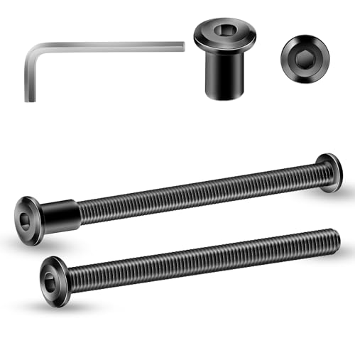 1/4-20 x 3-1/2" 20Pcs Flat Head Hex Socket Cap Screws Bolts Barrel Nuts Kit, 304 Stainless Steel 18-8, Full Thread, Black Oxide by SG TZH (with Hex Spanner) - color: Black, size: 1/4-20 x 3-1/2"