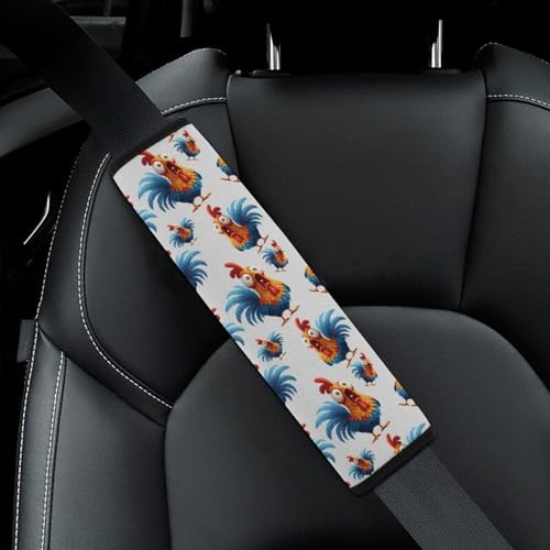 1 Pair Funny Rooster Cool Cartoon Chicken Seat Belt Shoulder Pad Soft Padded Seat Belt Cushion for Adult Use, Stroller Pushchair High Chair, Pressure Relief - color: Pattern 990