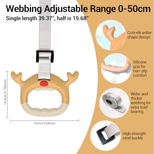 Gymnastics Rings, Professional Children Trapeze Bar Pull Up Rings, Playground and Home Exercise Gym Equipment, Children's Adjustable Strap Strength Training Rings - color: Brown - 1M Strap