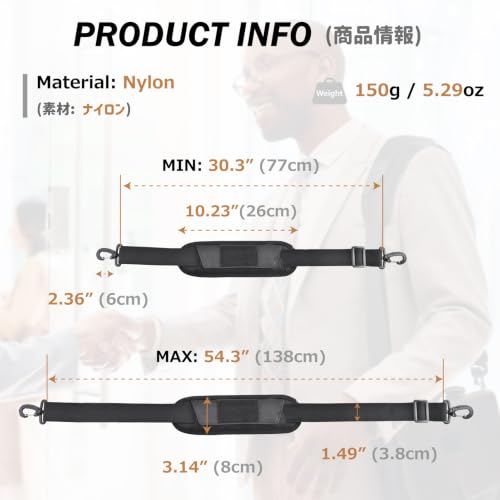 Wide Replacement Shoulder Strap Adjustable Crossbody Canvas Webbing for Messenger Bag Laptop Computer Bag - color: #1 - Black