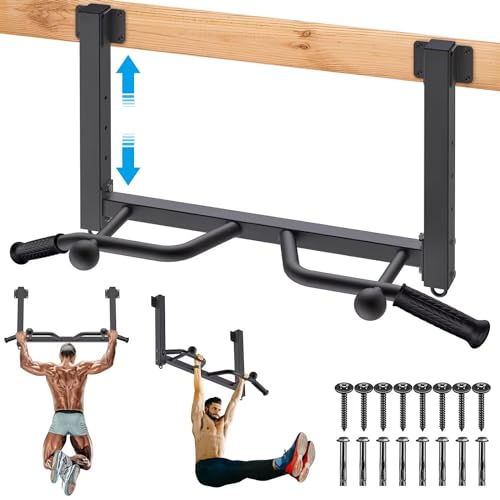 Kipika 32" Ceiling Mounted Pull Up Bar - Heavy Duty, Highly Adjustable, Multifunctional Chin Up Bar - Home Gym System with Punching Bag Hanger and Resistance Bands Training - color: Joist Pull Up Bar with Ball
