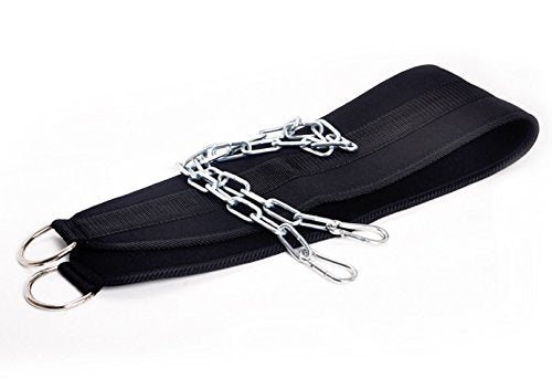 Pull-up Belt Weighted Dip Belt with Chain Double D-ring Weightlifting Back Support Strap Home Gym Equipment Waist Belt - color: Double D-ring