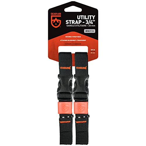 GEAR AID Utility Straps with Side-Release Buckle, Secure and Compress Camping, Biking, Hunting, Boating Gear, 3/4" Width, 40" Length - size: 3/4" x 40", style: 2 Straps