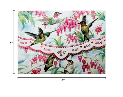 Poster Foundry Hummingbird Boxed Note Cards by Carol Wilson. 10 embossed 4x5 Die-Cut Notecards and Matching Envelopes in Decorative Gift Box with Magnetic Flap. NCP2508 - color: Nature - Hummingbirds, style: 1 Gift Box Set / 10 Cards Total