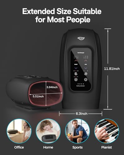 ALLJOY Hand Massager for Arthritis and Carpal Tunnel Relief, Touchscreen Cordless Hand Massager with Vibration and Heat, 6 Levels Pressure Point Therapy, FSA Eligible HSA, Gifts for Women Men