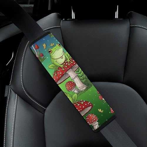 2 Pack Soft Padded Seat Belt Cover for Girls and Boys, All Vehicles, Mushroom Frog Harness Pads Strap, Anti-Slip Pad - color: Pattern 473