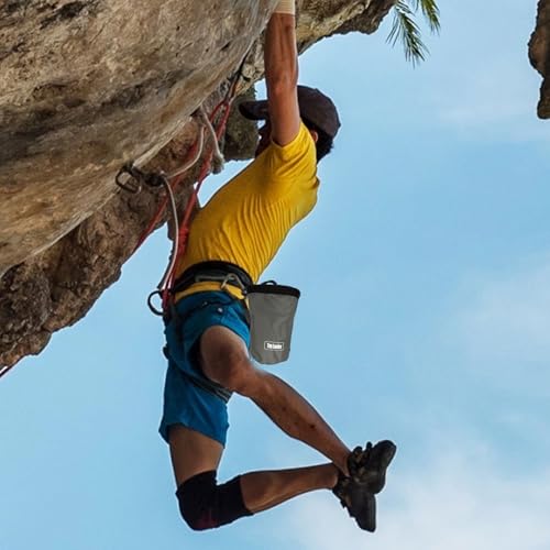 Rock Climbing Bag Anti-Slip Multifunctional Flexible | Waterproof for Climbing Bouldering Gymnastics Fitness Weight-Lifting Strongman Gym Workout Bouldering Chalk Pouch Climbing - color: grey