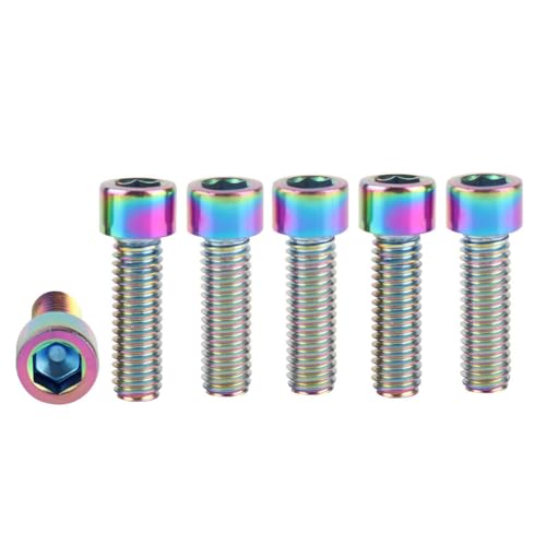 6Pcs Bike Screws M6x10 12 16 18 20 25 30 35mm Stainless Steel Socket Head Cap Allen Hex Bolt (Ranibow, M6 x20mm) - color: Ranibow, size: M6 x20mm