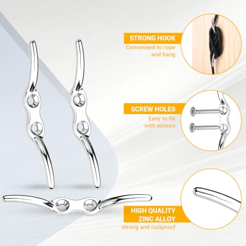 M25 Stainless Steel Pulley System Kit,Pulley Block with Nylon Rope | 2 Pack M25 Heavy Duty Pulleys Wheel with Rope Cleat, Eye Pad Plate and Hooks for Sun Shade Sail, Clothesline | 2 Pack M25 Heavy Duty Pulleys Wheel with Rope Cleat, Eye Pad Plate and Hook