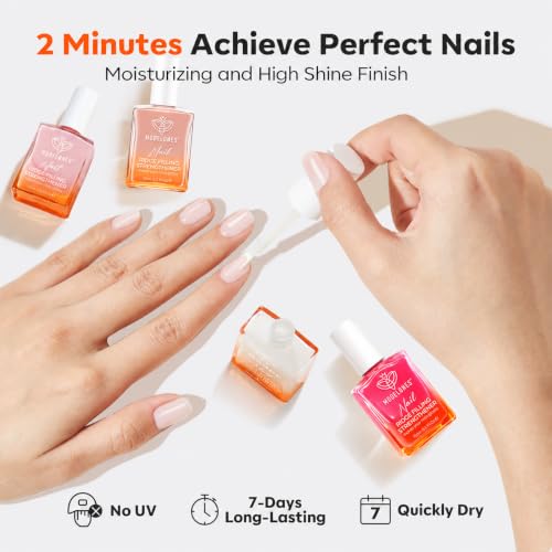 Modelones Nail Strengthener Kits, Milky White Glitter Pink Nude Nail Polish | Nail Repair for Damaged Nails Strengthener and Growth for Thin Weak Damaged Nail Toenails Care Kit Women 4 Pcs Gifts Sets - color: D1-White Pink Nude