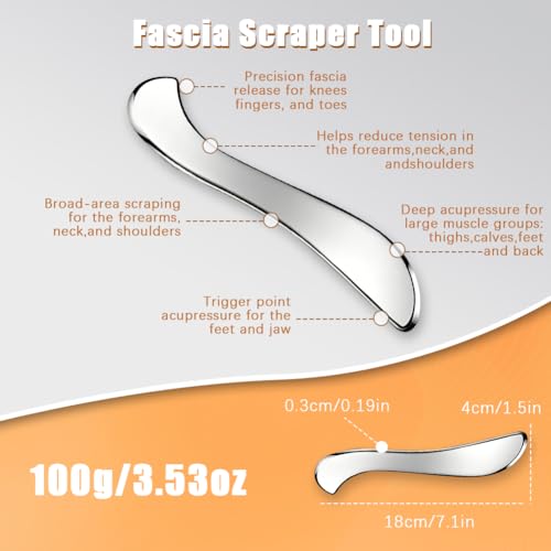 zxbaers 2PCS Trigger Point Massage Tool, Body Scraper Massage Tool, Stainless Steel Body Gua Sha Tool for Deep Tissue Pain Relief & Fascia Release