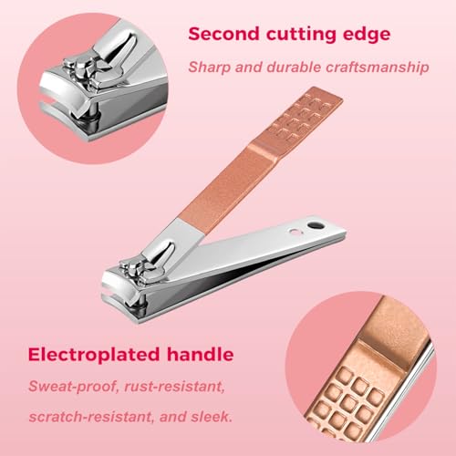 Nail Clippers Set, 10 PCS Professional Manicure Set and Pedicure Kit with Travel Case,Stocking Stuffers, Christmas Gift for Men and Women - color: Pink