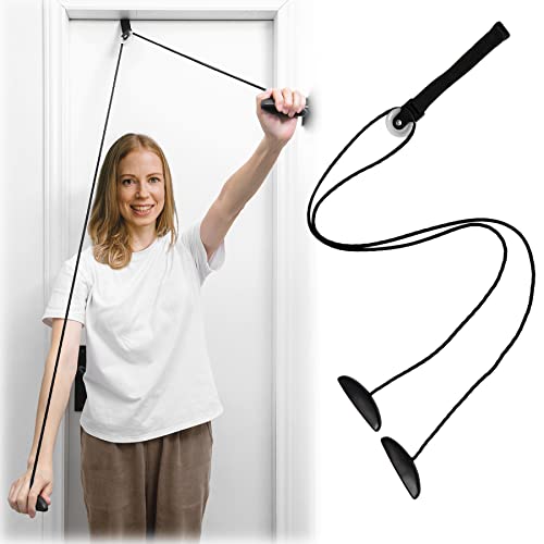 Shoulder Pulley Over The Door Physical Therapy System | Over-the-door exercise pulley designed for shoulder physical therapy exercises. - color: Black