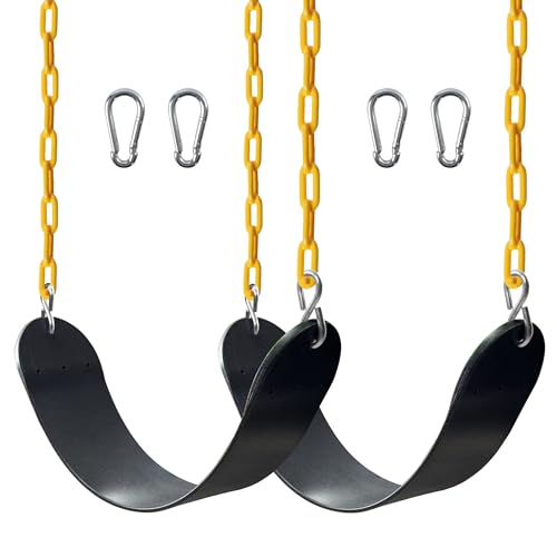 Sunnyglade 2PCS Swings Seats Heavy Duty with 66" Chain Support 250lb Black | Playground Outdoor Swing Seat Replacement with Snap Hooks, Coated Chains, Soft Eva Seat, Non-Slip Design & 250 Lb Capacity - color: Black