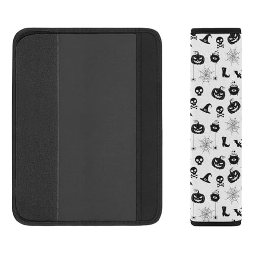 2 Pack Goth Skull Black Bat Pumpkin Seat Belt Cover Universal Fit Shoulder Protector for Adults and Children, Most Cars, Comfortable Driving - color: Pattern 1068