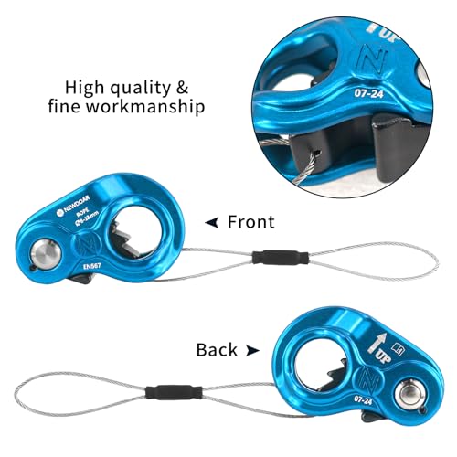 NewDoar Rope Ascender Lightweight Rope Clamp Ascender Riser Adjuster Fits 8-13mm Rope Self-Locking Grip for Rock Climbing,Hunting,Protection Rescue,Rappelling,Arborist,Gear Equipment - color: Blue