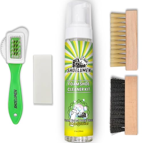 Shoe Cleaner Sneakers,8.5oz Shoe Cleaning Kit with 2 Brush,Shoe Cleaning Removes Dirt and Stain for White Shoes, - style: With Suede Cleaner Kit
