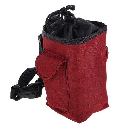 Chalk Bag for Climbing and Bouldering with Zippered Storage Pocket, Wine Red Sturdy Waist Pouch for Rock Climbing, Gymnastics, and Weightlifting Accessories