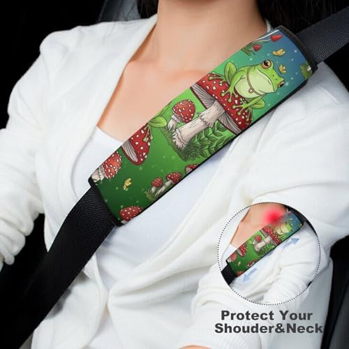 2 Pack Soft Padded Seat Belt Cover for Girls and Boys, All Vehicles, Mushroom Frog Harness Pads Strap, Anti-Slip Pad - color: Pattern 473