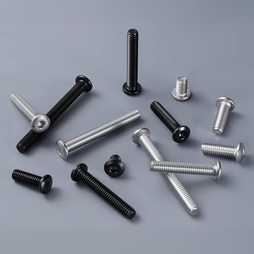 3/8-16 x 1-1/4" Bolt, 15PCS Flat Head Hex Socket Cap Screws Bolts, 304 Stainless Steel 18-8, Fully Threaded, Black Zinc Finish, with Hex Spanner - color: Black, size: 3/8-16 x 1-1/4