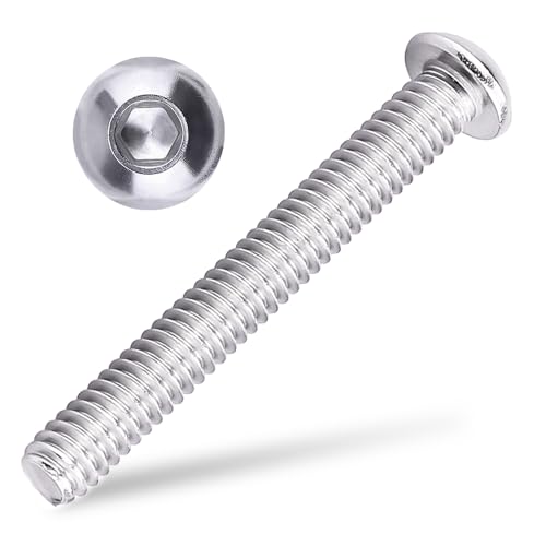 1/4-20 x 2 Button Head Socket Cap Bolts Screws, 304 Stainless Steel 18-8, Allen Hex Drive, Bright Finish, Fully Machine Thread, Pack of 25 - size: 1/4-20 x 2