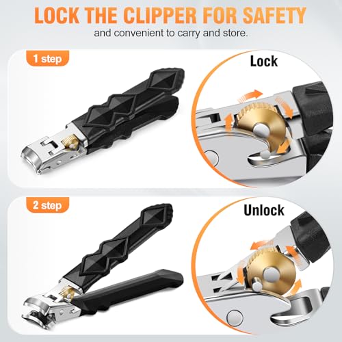 2026 Toenail Clippers for Thick Toenails | Wide Jaw Opening Toe Nail Clippers for Men, Heavy Duty Ingrown Toenail Clippers, Sharp Slanted Cutters with Long Handle