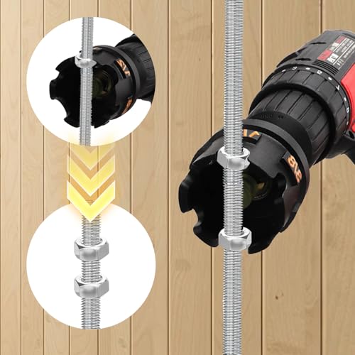 Nut Zipper Drill Attachment for Fast Nut and Bolt Removal, Nut Zipper Drill Attachment for Impact Drills, Nut Zipper Tool for 1/4", 3/8", and 1/2" Threaded Rods (Aluminum alloy) - color: Black1