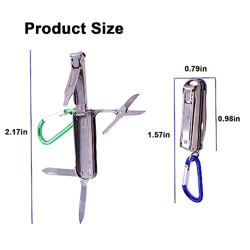 5 in1 Multi Tool Nail Clippers,Portable Foldable Pocket Knife,Keychain,Scissors,Nail Files,Portable Nail Clippers,Stainless Steel Foldable Nail Cutter,Travel,Hiking,Camping,Mini Pocket Key Ring Gift
