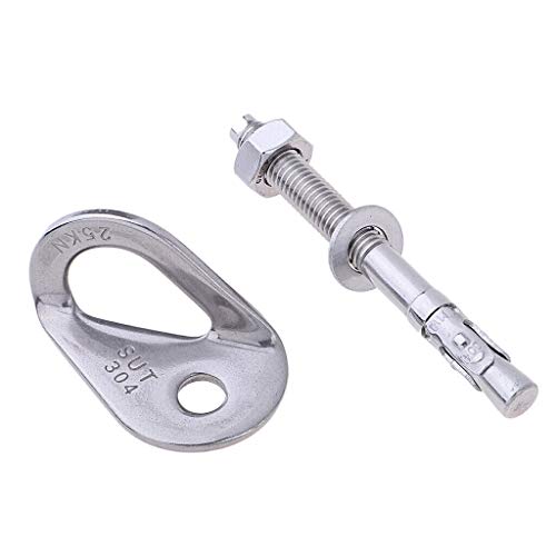 ISOP Climbing Anchor Bolt 2 Set - Expansion Bolt and Hanger FIXE 1 Rock Climbing - Professional Eyebolts for Fire Escape Rope Ladders - Conrete Wall Mounted Anchors