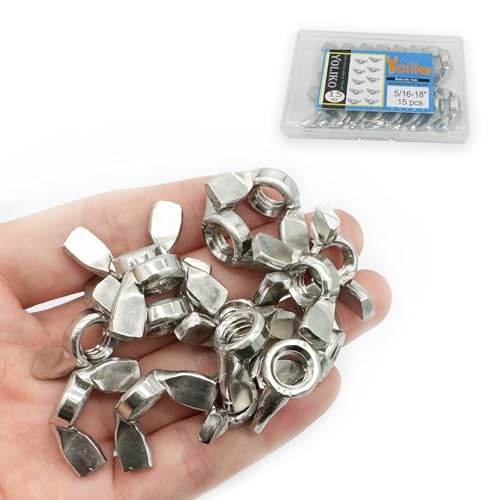 15 Pcs 5/16"-18 Wingnuts 304 Stainless Steel Wing Nuts Fasteners Parts Butterfly Nut, Hand Twist Tighten Hardware Nuts Butterfly Wing-Nut - size: 5/16"-18 - 304 Stainless Steel - 15 Pcs