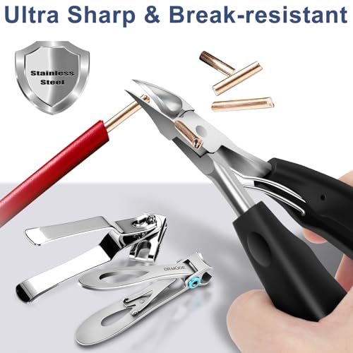 Toenail Clippers for Seniors Thick Toenails - Wide Jaw Opening Large Toe Nail Clippers for Thick Ingrown Nails, Professional Sharp Heavy Duty Nail Clipper Cutter for Mens Seniors with Leather Case - style: 6PCS Toenail Clippers