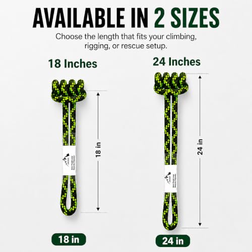 8mm (5/16") Sewn Prusik Loop 18 Inches / 24 Inches - Ideal for Arborist, Firefighting, Rigging, and Rescue Gear Dark Green | 24 inch | Pack of 3 - color: Dark Green | 24 Inch | Pack of 3