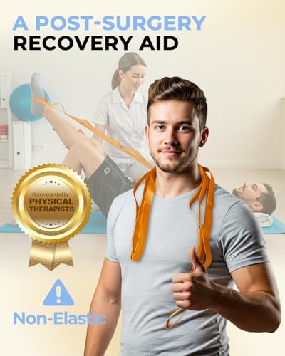 Trideer Stretching Strap with Loops & Leg Lifter, Non-Elastic PT-Style Physical Therapy Strap for Knee Replacement Rehab, Hamstring, Calf & Back Stretcher Mobility, Hip, Shoulder & Yoga - color: Orange