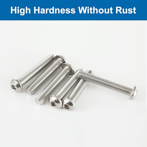 M6 x 20mm 25mm 30mm 35mm 40mm Button Head Socket Cap Screws Bolts, Stainless Steel 304, Metric Allen Hex Drive, Bright Finish, Fully Threaded, Assortment Kit 50PCS - size: Button M6x20-40 mm