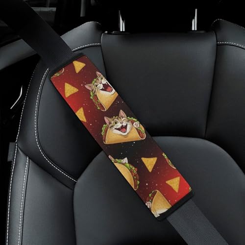 2PCS Universal Fit Car Seat Belt Pad for Kids, Most Cars, Funny Cat Food Taco Burrito Seat Belt Cushion, Shock Absorption - color: Pattern 310