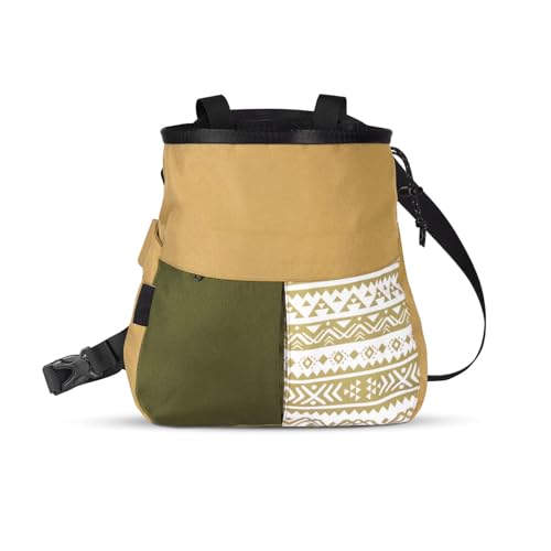 Mountaineering Chalk Bag, Large Capacity Sports Chalk Bag Holds 700g Powder, Wide Mouth Access, Trapezoidal Bottom, Dual Hanging Points for Rock Climbing Bouldering Training - size: Large Khaki