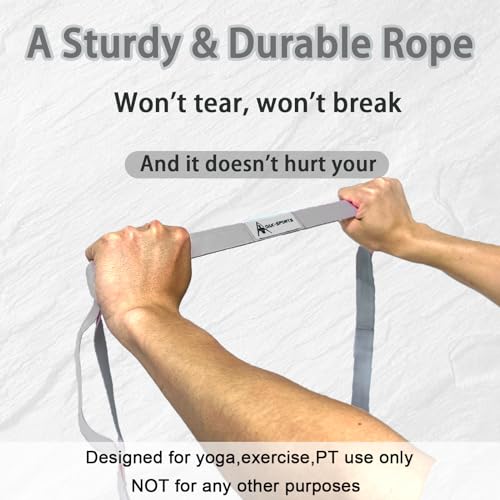 Stretching Strap Yoga Strap with Loops, Stretch Straps for Physical Therapy, Non-Elastic Exercise Strap for Pilates, Dance and Gymnastics with Workout Guide - color: Silver Gray
