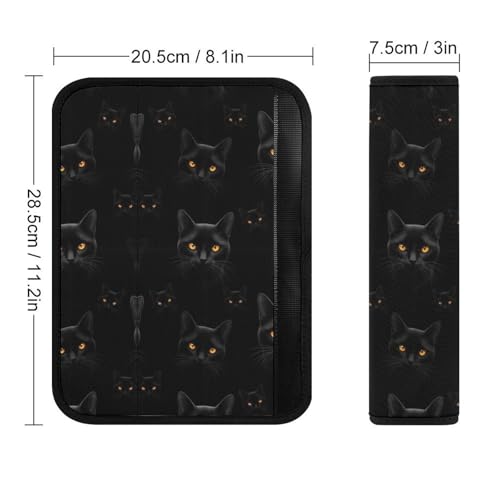 2 Pack Gothic Black Cat Car Seat Belt Pad Breathable Shoulder Harness Cover for Adult Use, Stroller Pushchair High Chair, Pressure Relief - color: Pattern 670