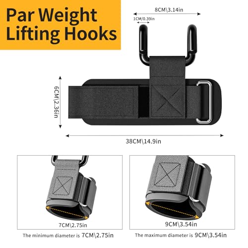 GPANDAG Weight Lifting Hooks for Men and Women (Pair) | 330 LB Heavy Duty Gym Lifting Wrist Strap Hook for Deadlifts, Pull-Ups, Strength Training, 0.4inch Grip Weightlifting Hooks - color: Black-Double hook