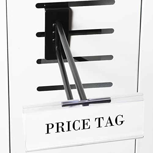 Oudain 8 Inch Slatwall Hooks with Label Holder,100 Pcs | Slot Board Accessories, Slatwall Panel Display, Black Metal Hangers, for Garage Shop Retail Display