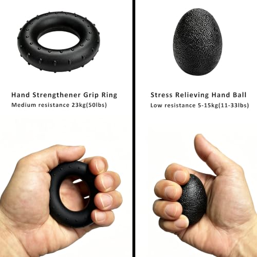 Hand Grip Strength Trainer Kit Wrist and Forearm Developer Strengthener - color: Carbon Black