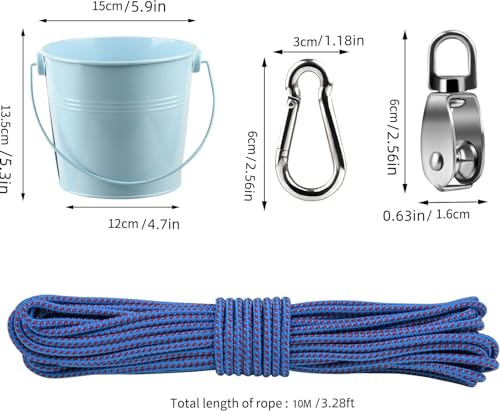 FUQUN Treehouse & Playhouse Accessories for Kids, Heavy-Duty Pulley Bucket with Cable, Outdoor Climbing Toys for Children, Adventure Ship Play Equipment, Blue - size: Blue1 | 1 set