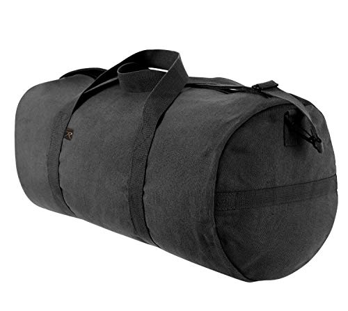 Rothco Heavy-Duty Canvas Shoulder Duffle Bag - Rugged Travel Gym Gear Equipment Bag - color: Black, size: 17 Inches