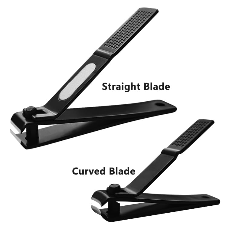 Nail Clippers Set Sharp Black Nail Cutter Fingernail Toenail Clipper with Case Large and Small 2 Piece (Pink case) - color: Pink Case