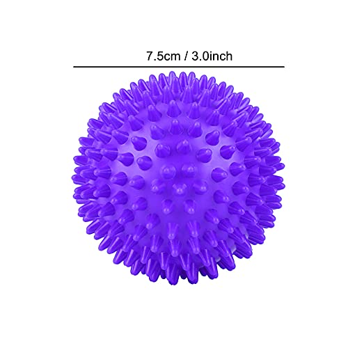 2Pcs Spiky Hard Massage Balls,Soft Spiked Manual Massager Rollers Body Spiky Balls Fitness Finger Relax Tool for Plantar Fasciitis Exercise Back Feet (Small 7.5cm) - color: Purple, size: Small 7.5cm