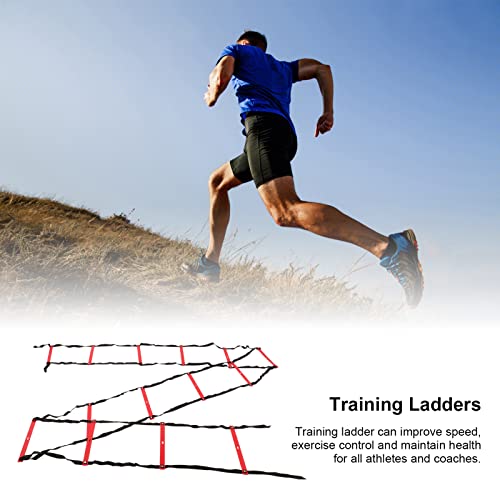 Agility Speed Training Equipment, Fixed Footwork Trainer for Soccer, Football, Fitness and Athletic Drills, 7 Meter, 14 Rung - color: Red