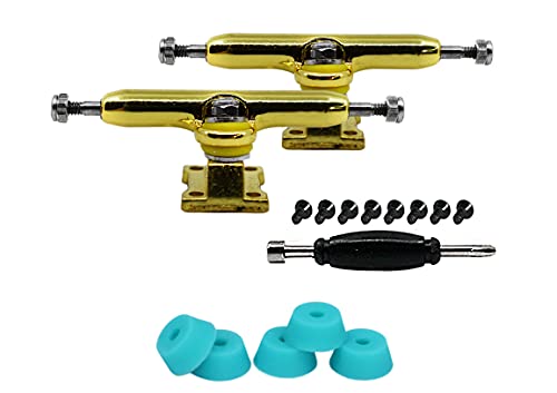 32mm Prodigy Gen2 Pro Fingerboard Trucks - Pro Style Base and Hanger with Custom Pivot Tuning and Pro Duro Bubble Bushings - Gold Colorway - color: Gold, size: 32mm