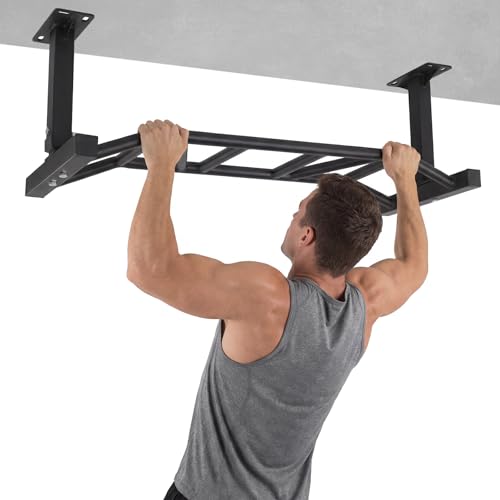 Strength Training Pull-Up Bars 47 Inch Ceiling Mount Pull Up Bar Fitness Trainer Adjustable Height Heavy Duty Multi-Grip Chin Up Bar Home Gym Equipment