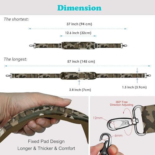 Bag Shoulder Strap, Padded Adjustable Shoulder Strap Replacement - color: Camouflage Green, size: 57"