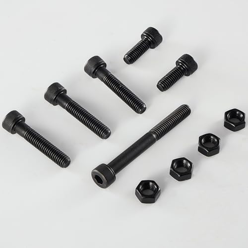 M10-1.5x45 Socket Head Cap Screw and Nut Kit 6set, Grade 12.9 Alloy Steel, Black Oxide Finish, Partially Thread, High Tensile Strength for Automotive, Machinery & Heavy Duty Use - size: M10x45mm(6 Sets）